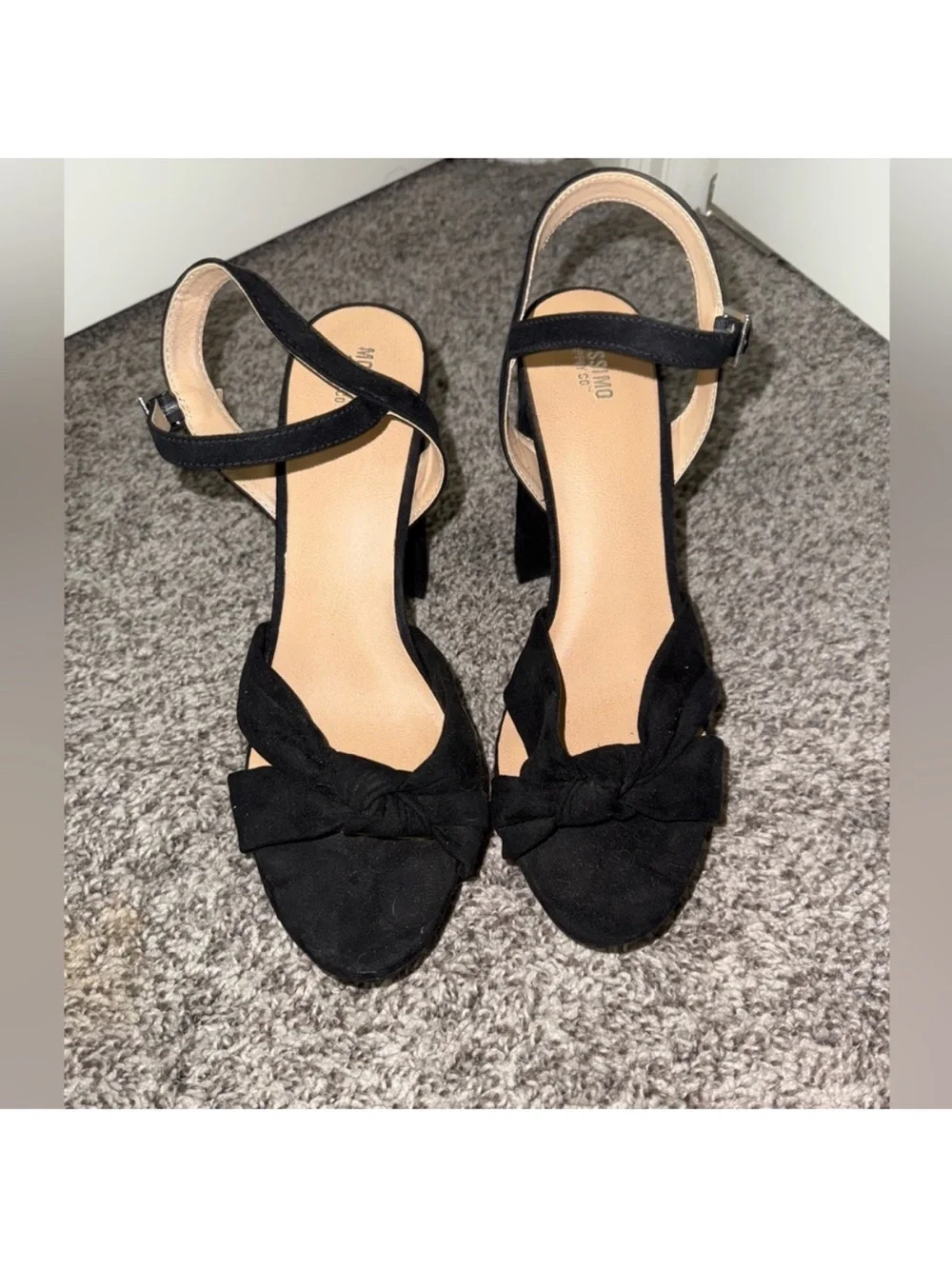 NWOT Target Black Suede Ankle-Strap Block Heels - Picture 2 of 4